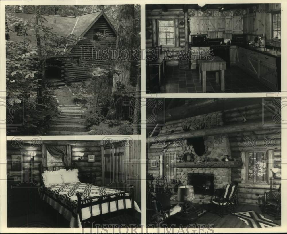 1995 Press Photo Exterior and Interior view of a beautifully built Log Cabin - Historic Images