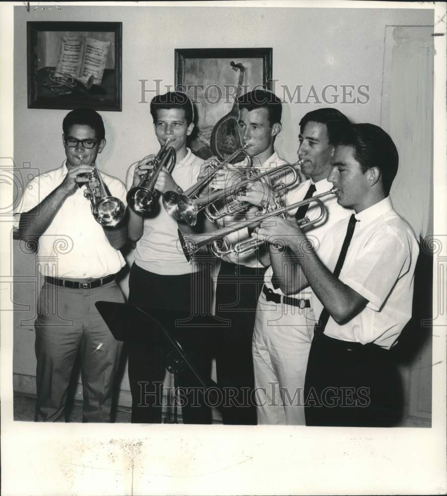 1967 Press Photo Trumpet Section Rehearses, Loyola Summer School Band - Historic Images