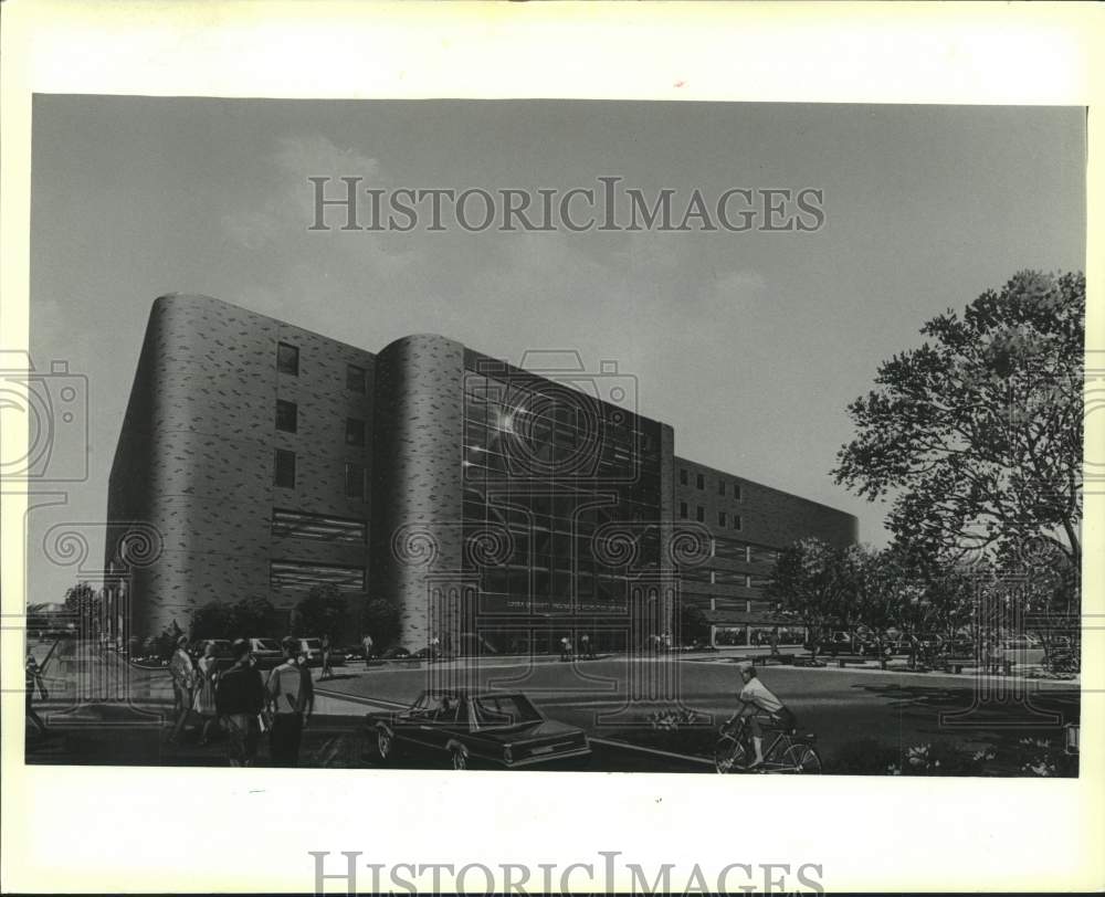 1986 Press Photo Planned parking garage and recreation center- Loyola University - Historic Images