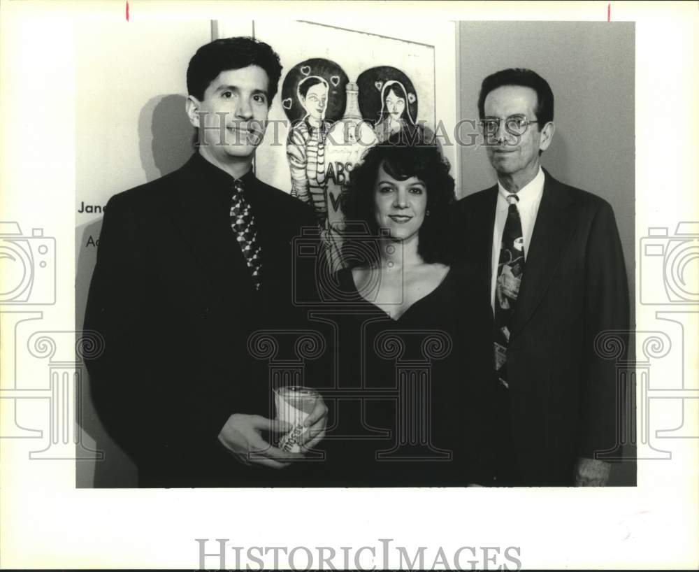 1994 Press Photo Russell Aronson, Lisa &amp; Dr. Arnold Lupin- Art Against Aids - Historic Images