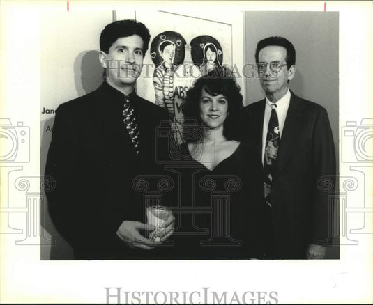 1994 Press Photo Russell Aronson, Lisa & Dr. Arnold Lupin- Art Against Aids - Historic Images