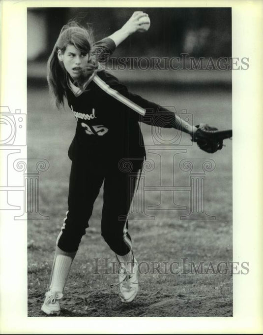 1991 Press Photo Mary Ann Marino, Ridgewood Prep Girls Softball Player - Historic Images