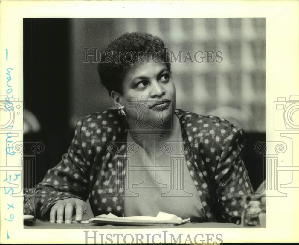 1990 Press Photo Dr. Julianne Malveaux speaker at the Black trade convention - Historic Images