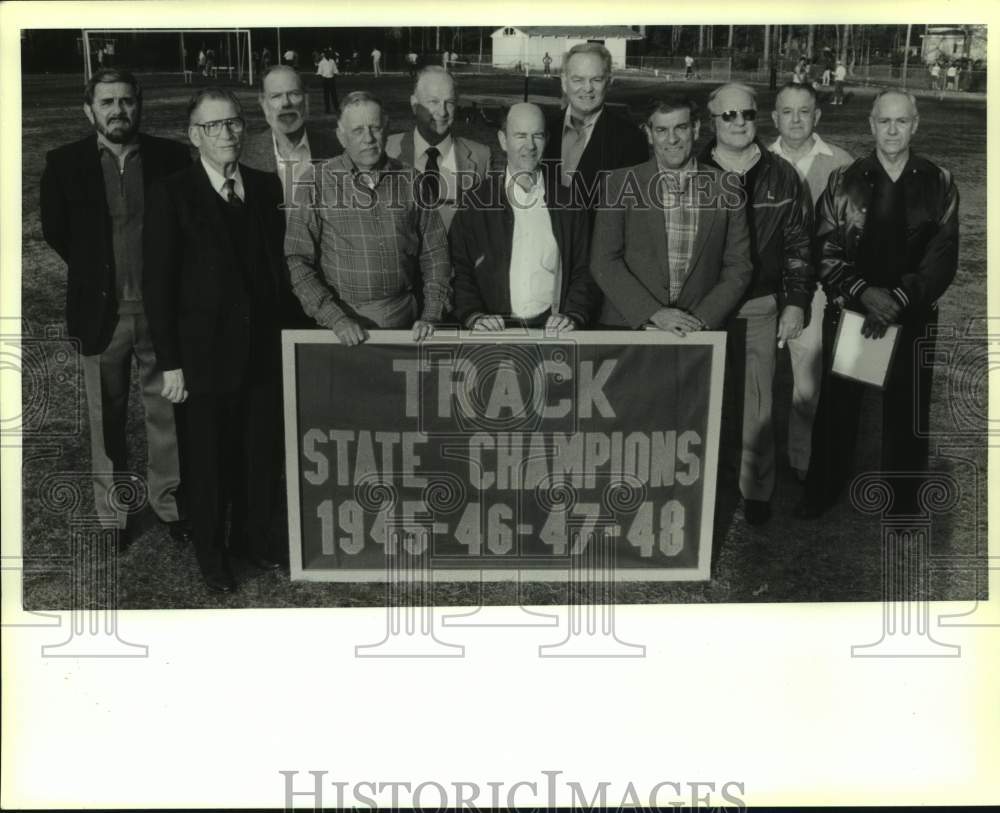 1991 Press Photo Members of St. Paul&#39;s 1945-1948 track teams - Historic Images