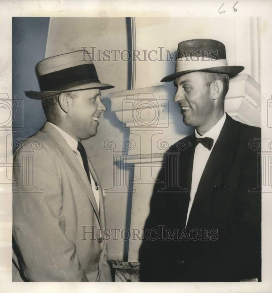 1956 Curt Dupree &amp; Rev. Lee Roy Klemm at Jefferson Parish meeting - Historic Images