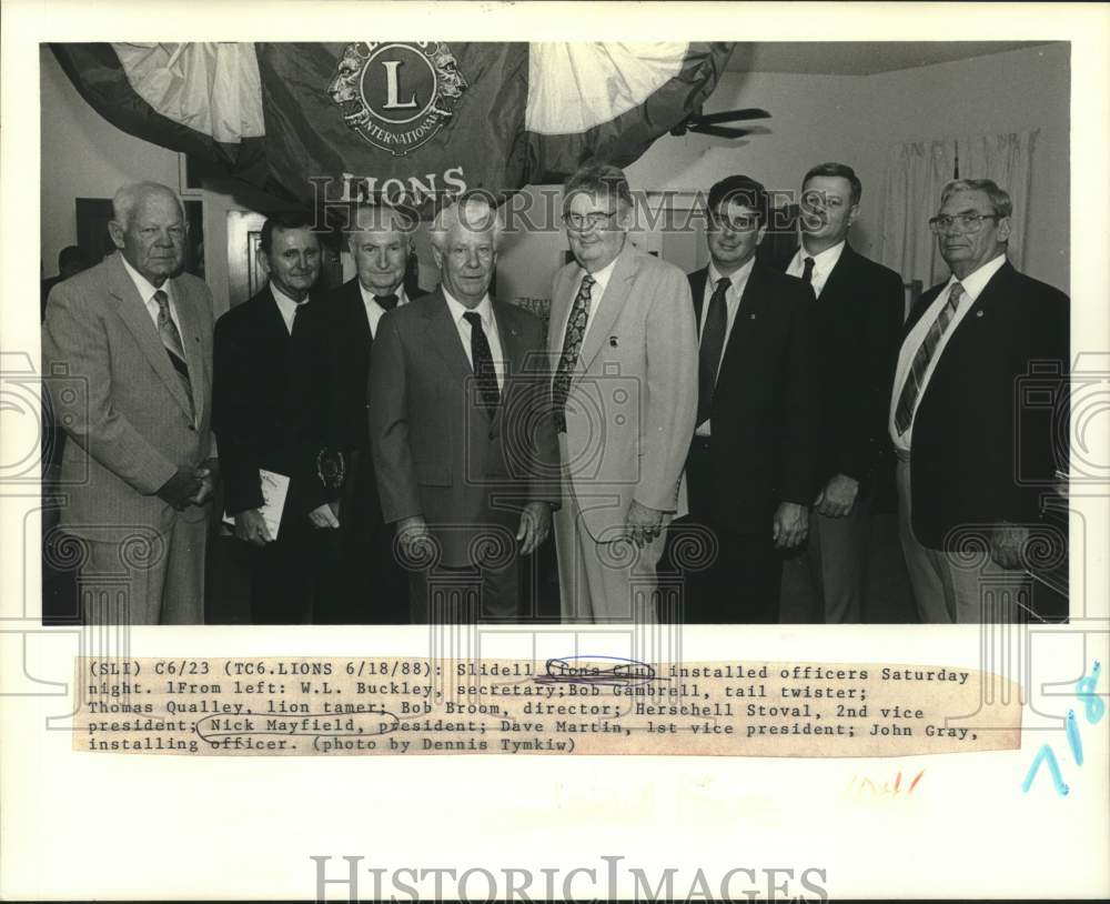 1988 Press Photo Slidell Lions Club installed officers - Historic Images