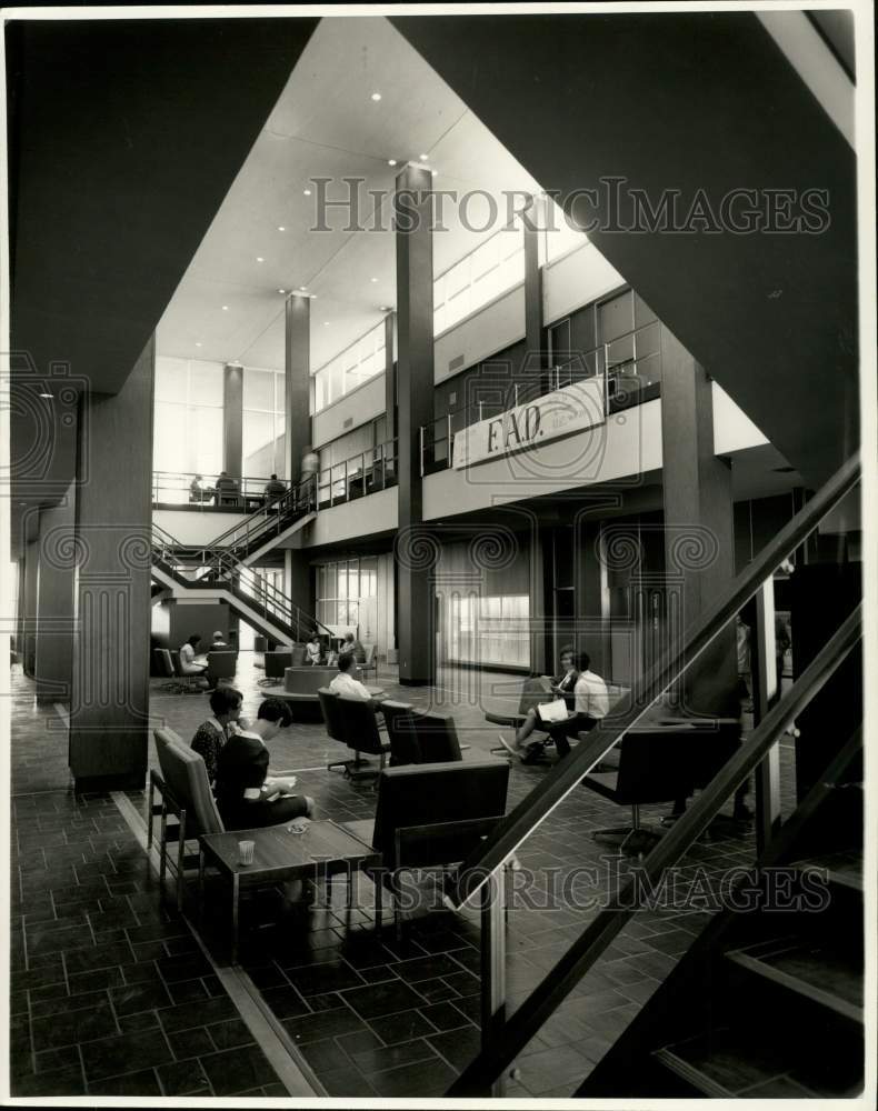 1967 View of the central hall and lobby of the University Center - Historic Images