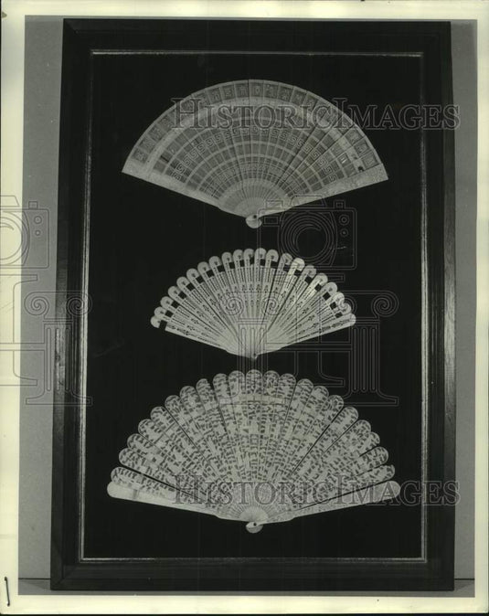 1974 Press Photo Three ivory brise fans from the Fannie Mae Goldman collection-Historic Images