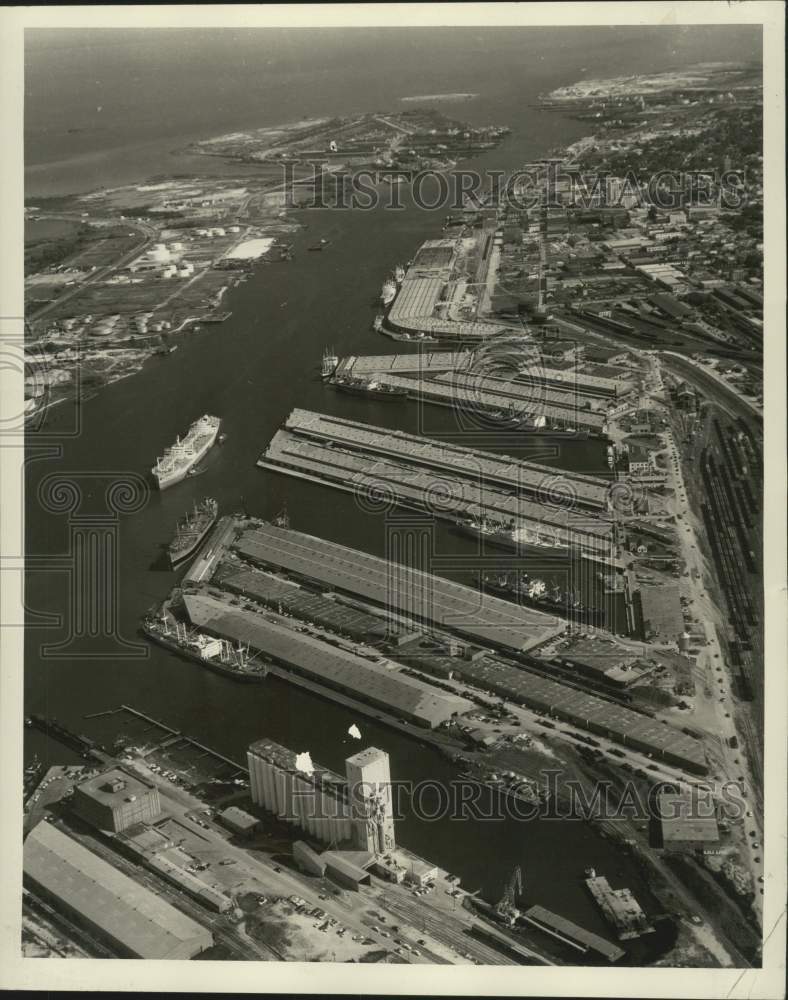 1961 Aerial view of the Mobile port in New Orleans-Historic Images