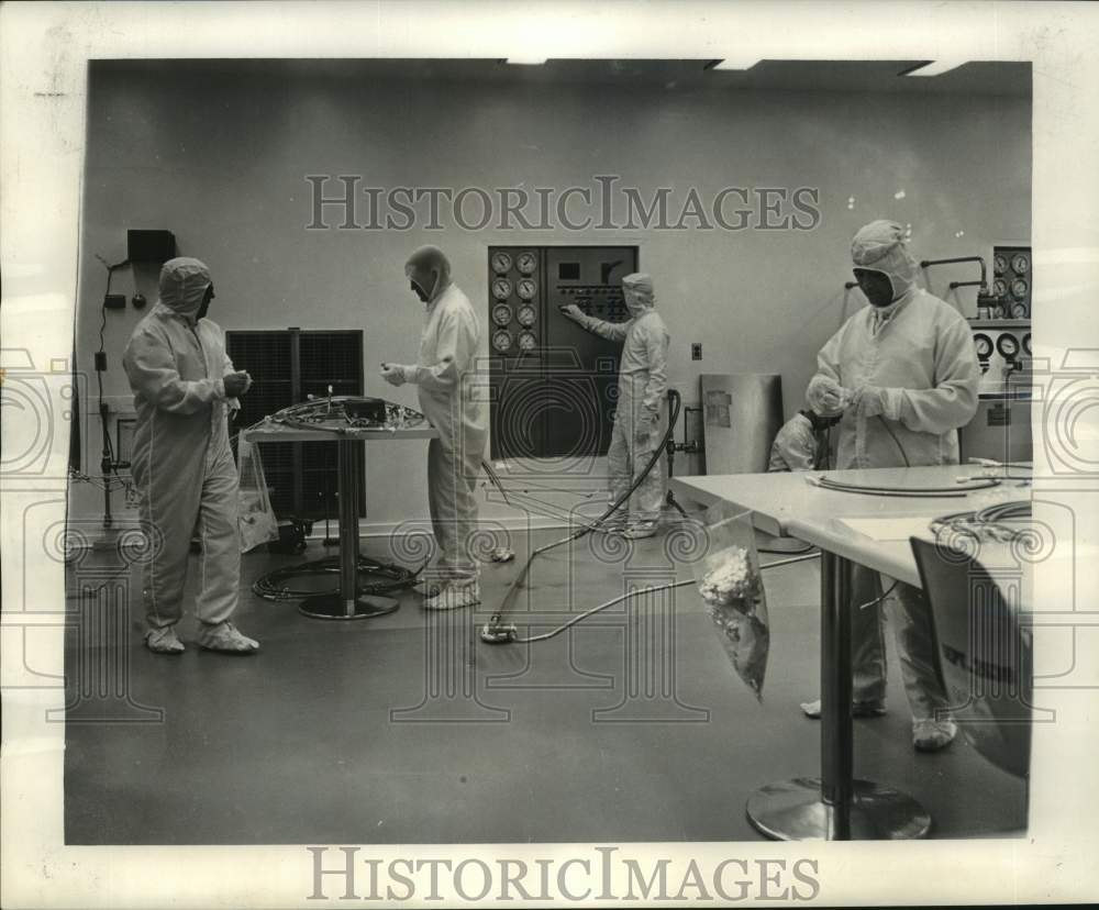 1963 Workers In Clean Room At Chrysler Corporation Space Division - Historic Images