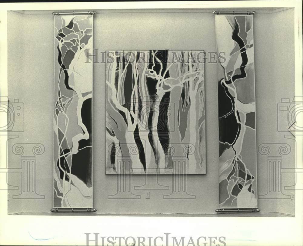 1986 Press Photo Tree paintings by artist Kitty O&#39;Meallie - noc01401 - Historic Images