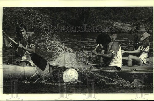 1984 Explorer Scouts race canoes in Louisiana Bayou St. John - Historic Images