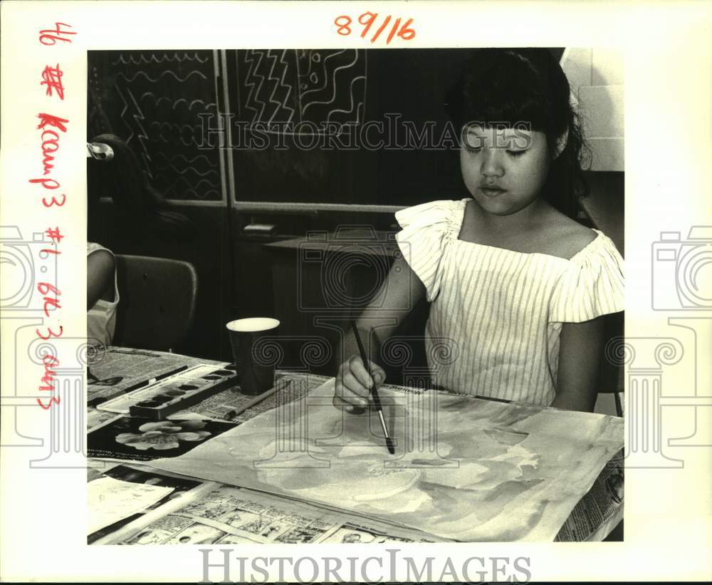 1987 Tin Fan in painting class at Phoebe Hearst Elementary school - Historic Images