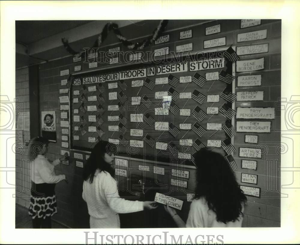 1991 Chalmette High School - Support the Troops Bulletin Board - Historic Images