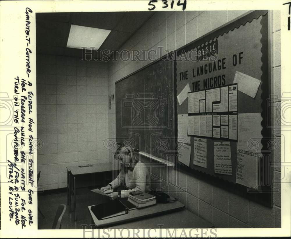 1982 Slidell High School Student in Computer Class - Historic Images