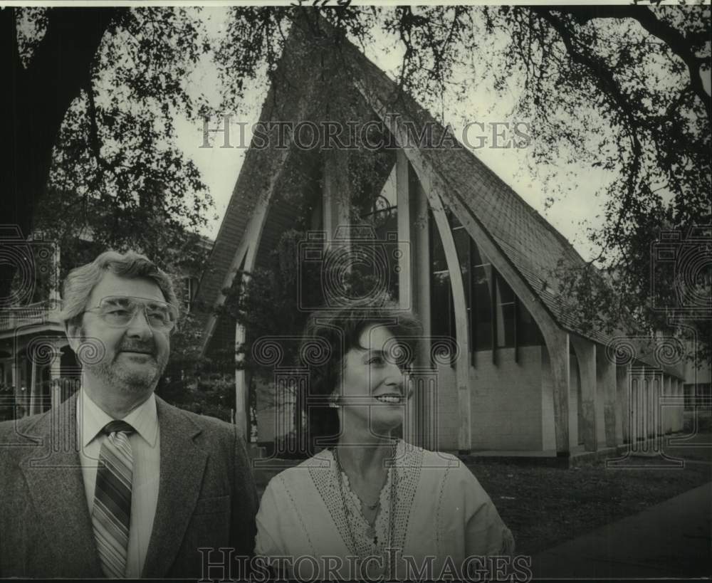 1983 Carl and Mossell Plaisance outside Uptown church turned home - Historic Images