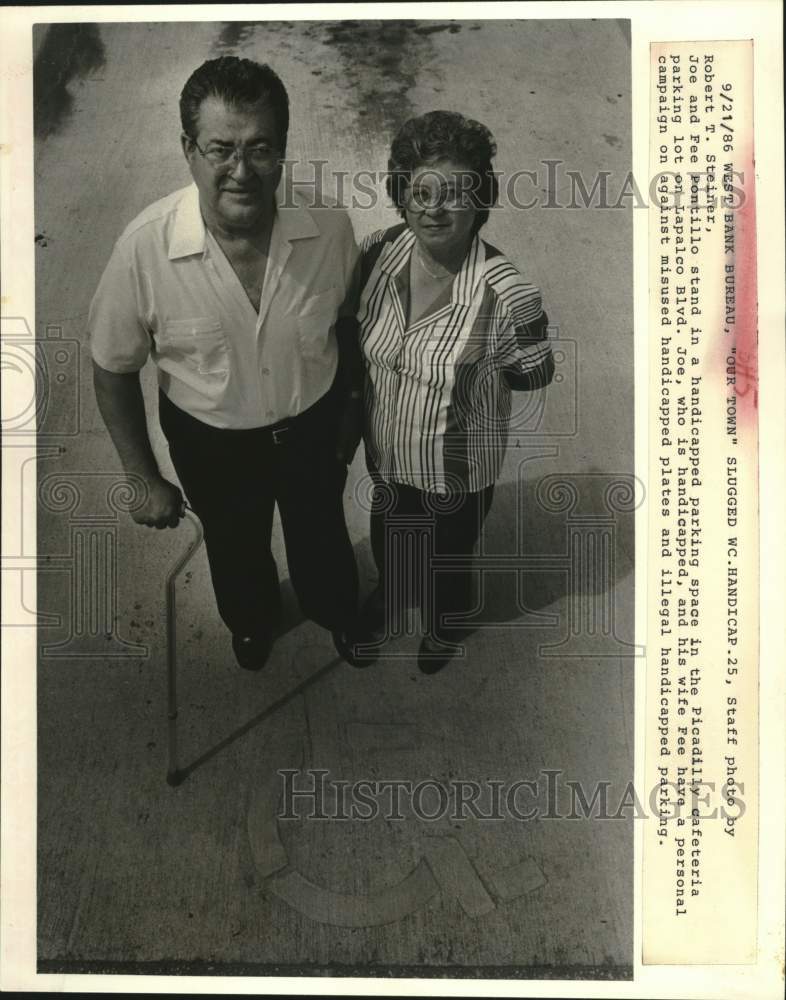 1988 Press Photo Joe and Fee Pontillo in Picadilly Cafeteria Parking Lot - Historic Images