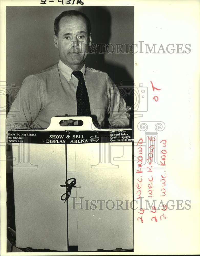 1987 Social studies teacher Charles Pierson with his display board - Historic Images