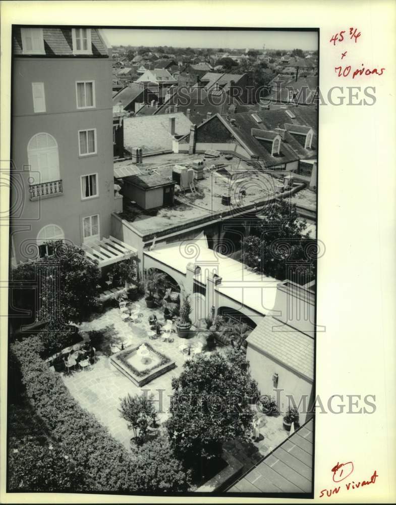 1990 Aerial View of Rooftop Garden on Royal Orleans Hotel - Historic Images