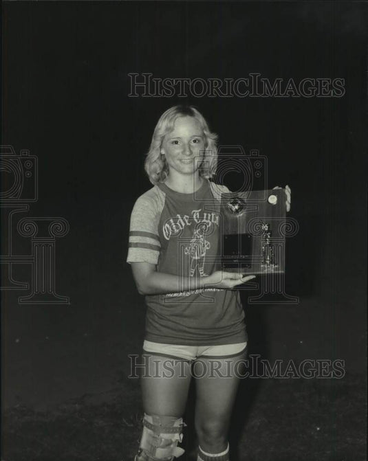 1980 Press Photo Kim Risey, CAA Ladies Softball MVP - noc14866 - Historic Images