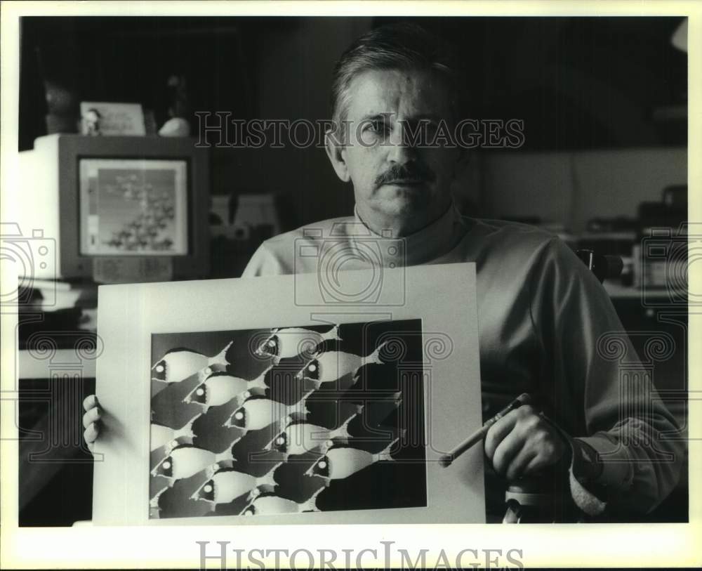 1991 Paul Richard with his Computer Generated Work - Historic Images