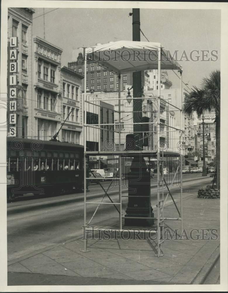 1971 New Orleans police observation tower on Canal Street - Historic Images