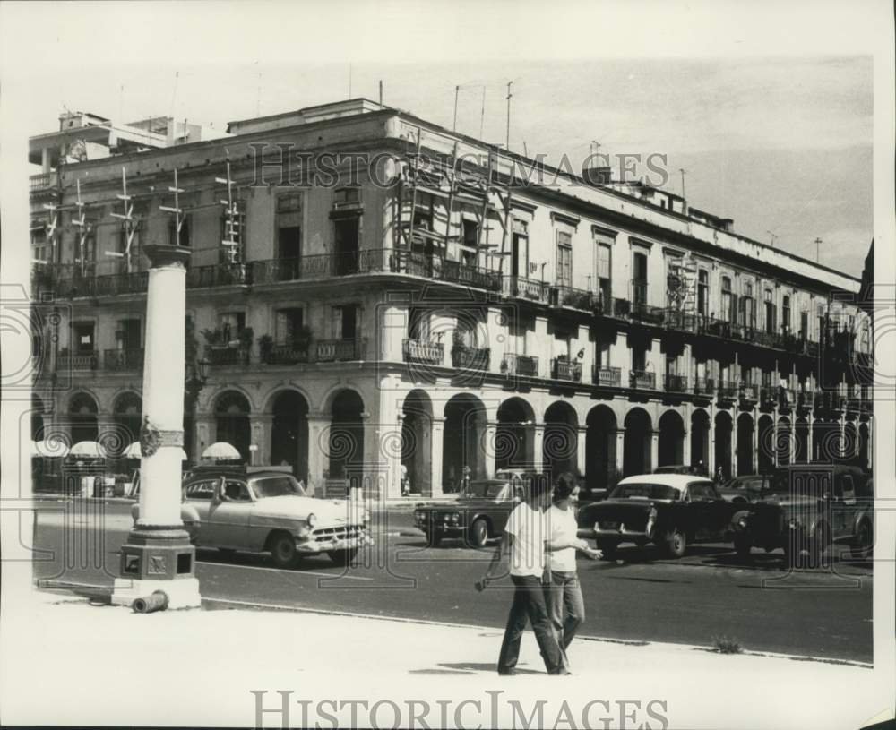 1975 Intersection with elaborate Building in Cuba - Historic Images