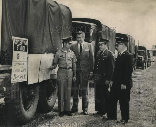 1970 Press Photo National Guard Trucks in New Orleans, "Boy Scout Good Turn Day" - Historic Images