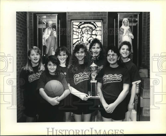 1990 Press Photo St. Robert Bellarmine Girls basketball champs - noc31408 - Historic Images