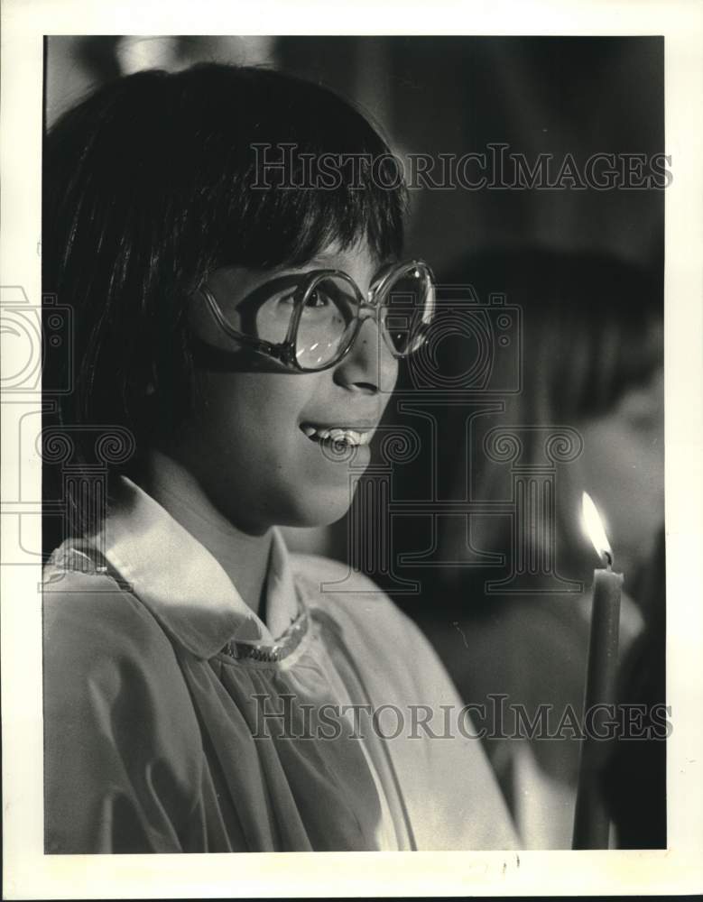 1986 Nicole Ladut in Live Nativity Scene at St. Mark&#39;s School - Historic Images