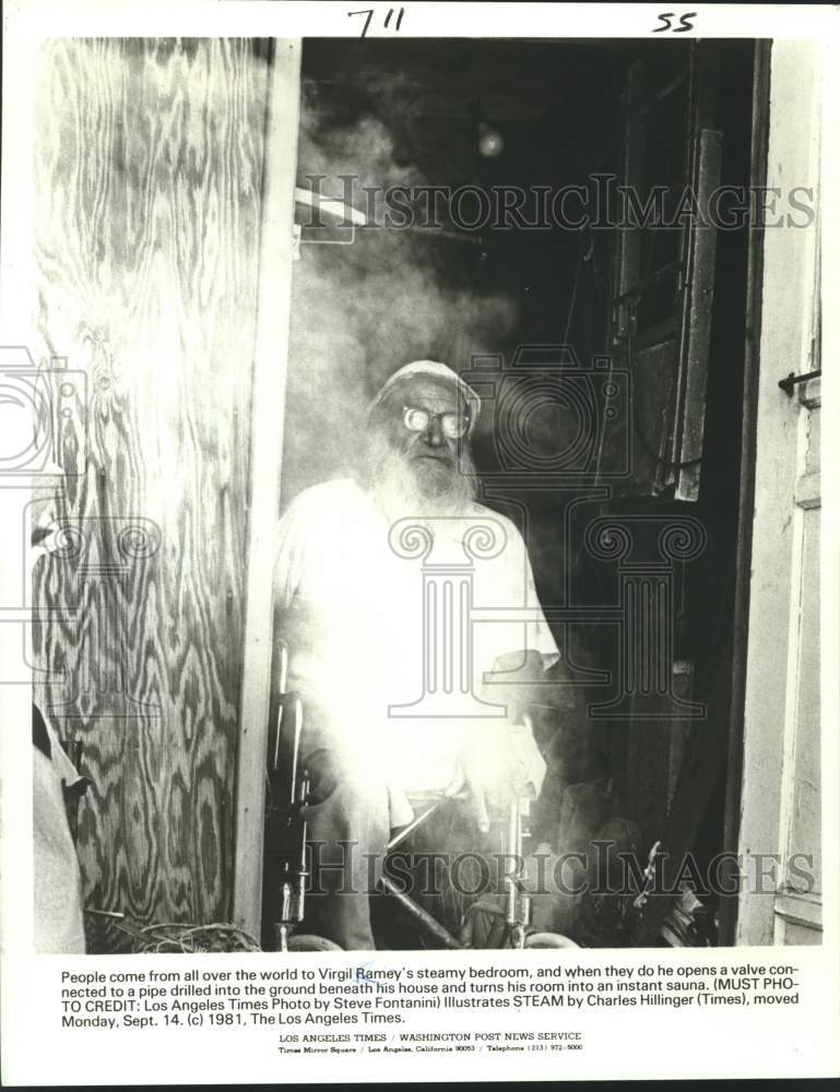 1981 Press Photo Virgil Ramey sits in Bedroom Sauna - noc33305 - Historic Images