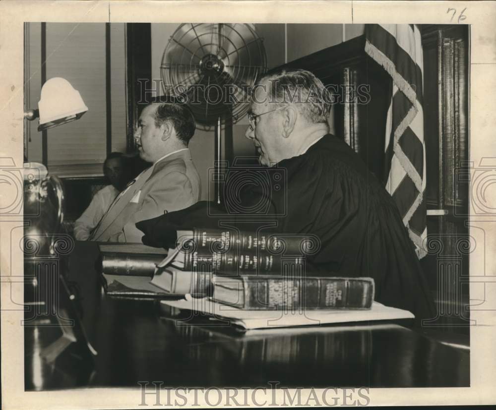 1953 Mike Judge listens as Mike Roach testifies in Louisiana - Historic Images