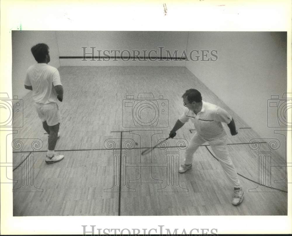 1988 Press Photo Jay Smith and Sandy Whann at Rivercenter Raquet and Health Club- Historic Images