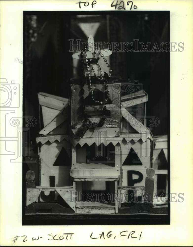 1992 Sculpture of Church by Artist James Scott - Historic Images