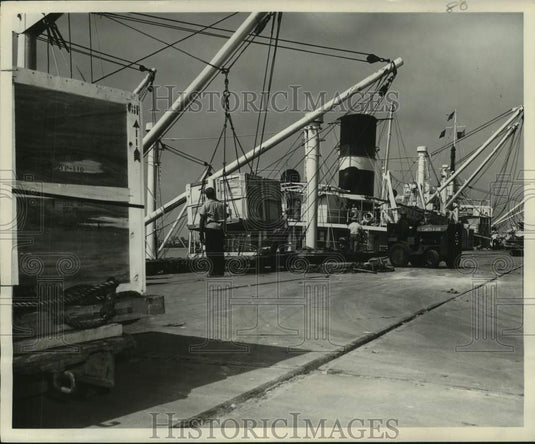 1957 Press Photo Loading of vessel at Port of New Orleans. - noc37277 - Historic Images