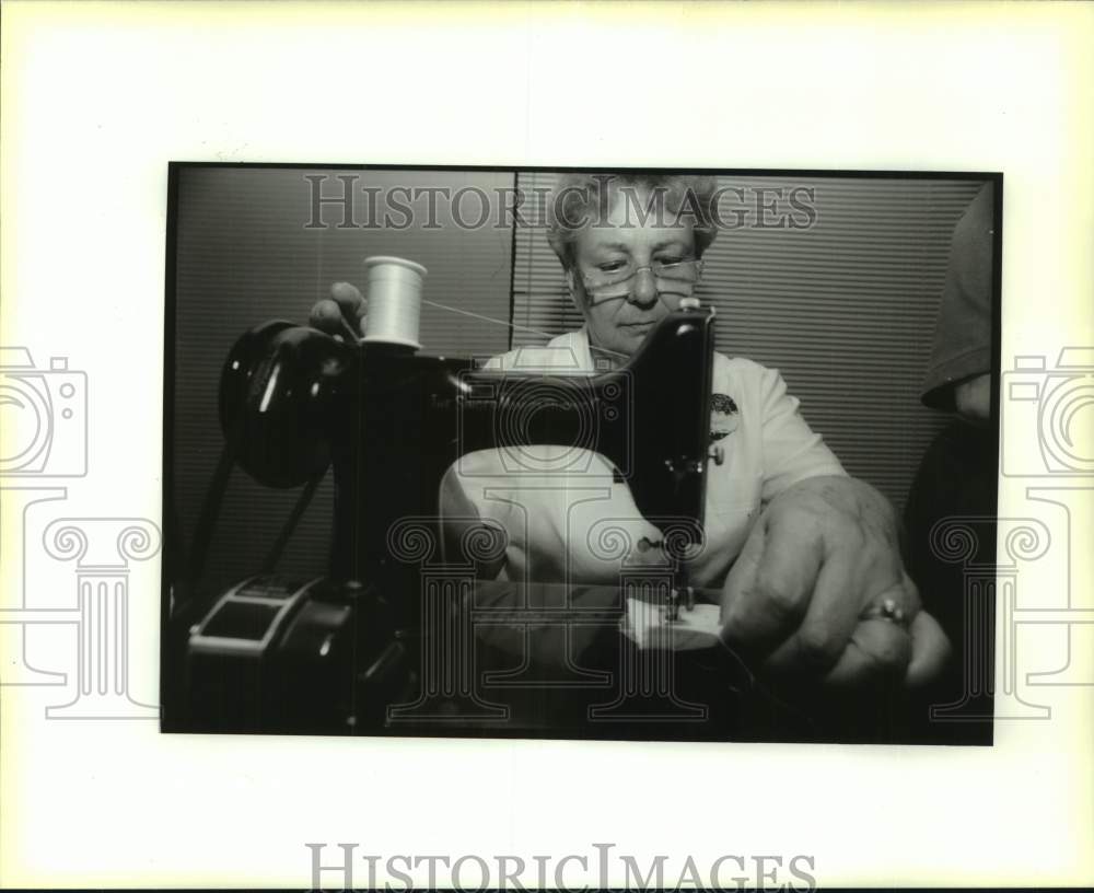 Woman Quilting on Sewing Machine, Westbank, New Orleans - Historic Images