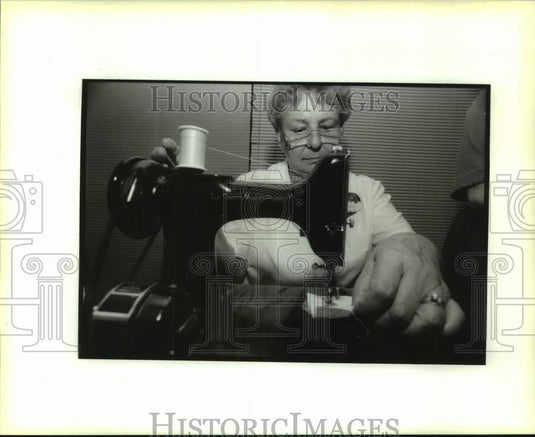Woman Quilting on Sewing Machine, Westbank, New Orleans - Historic Images