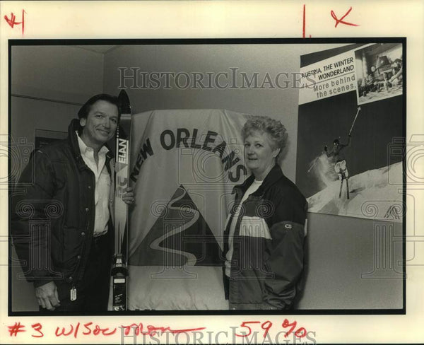 1990 Press Photo Terry Rhodes & Eddy Miller, New Orleans Ski Club Memb ...