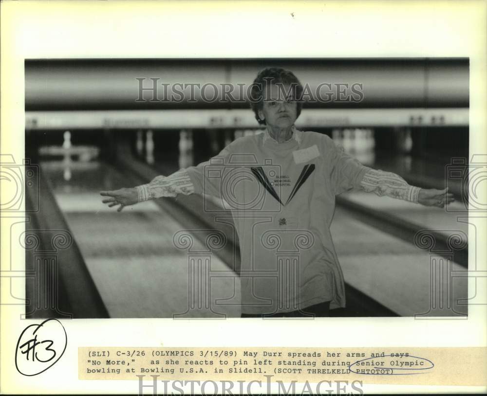 1989 Press Photo Mary Durr at Senior Olympics in Slidell - noc39617- Historic Images