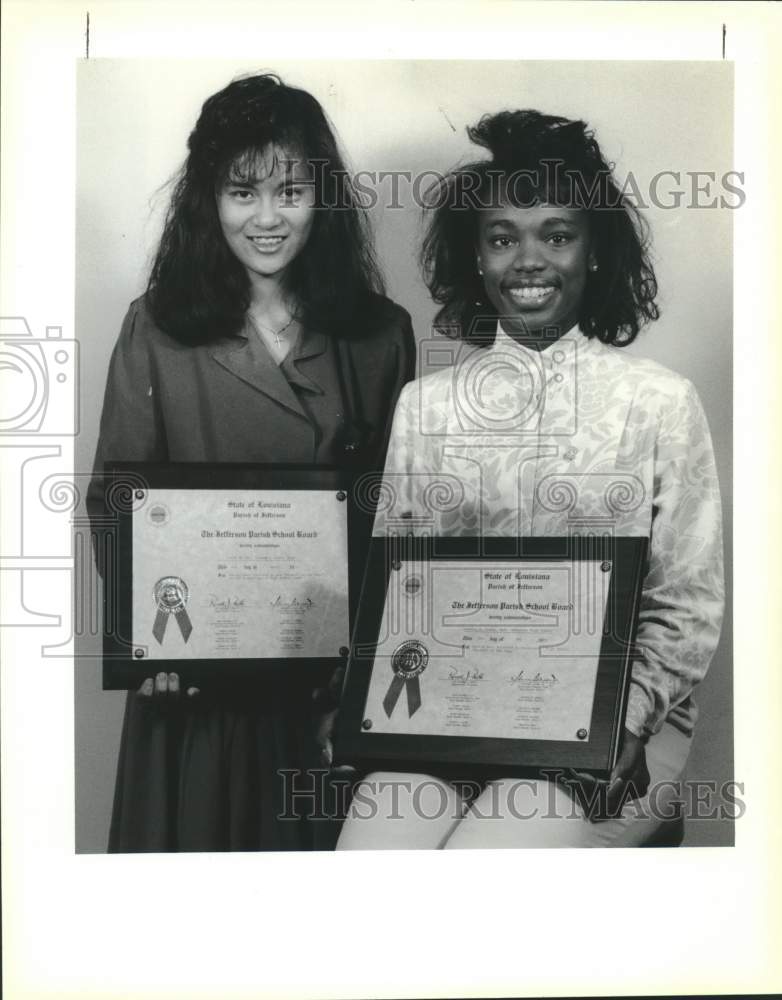 1990 Lynda Dao, Desiree Young, Jefferson Parish Students of the Year - Historic Images