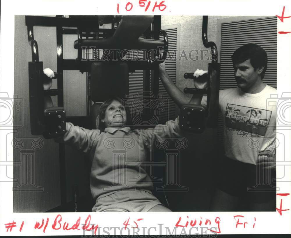 1986 Press Photo Tanya &amp; Jim exercise at the YMCA&#39;s Superdome Fitness Center. - Historic Images