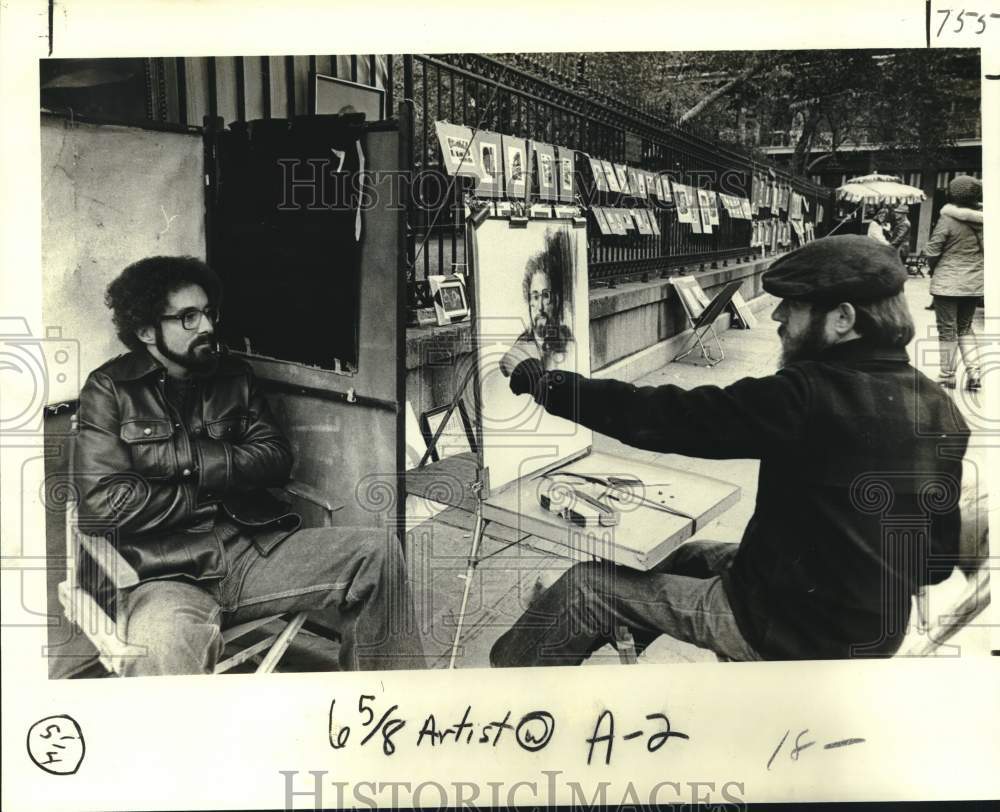 1979 Marshall Wood Paints Portrait Of Bob Smiley, Jackson Square - Historic Images