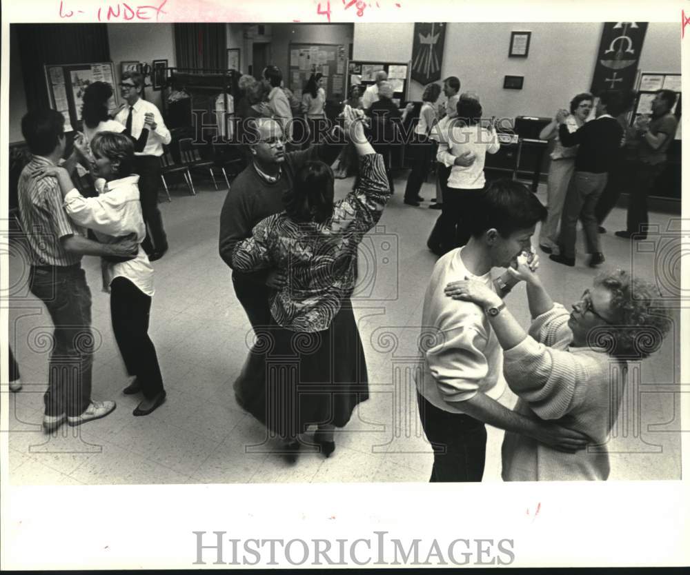 1988 Students do a cajun waltz at St. Charles Christian Church - Historic Images