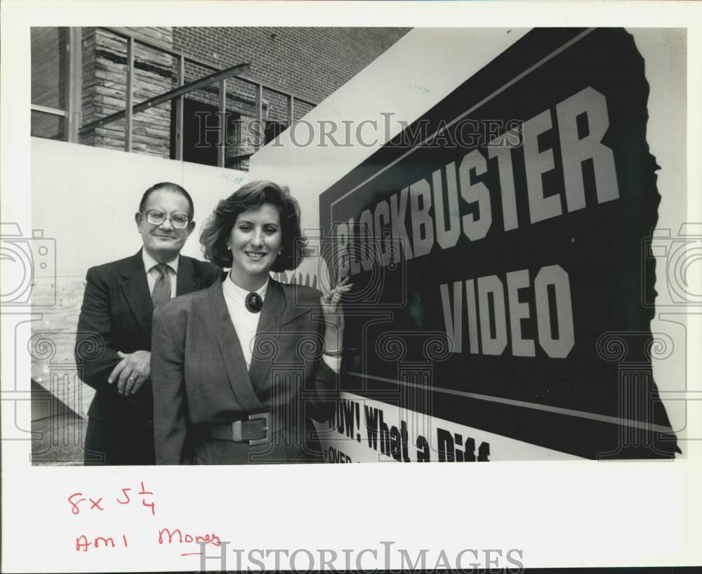 1989 Ron Seizer with Claudia Ballantyne at Blockbuster Video&#39;s site - Historic Images