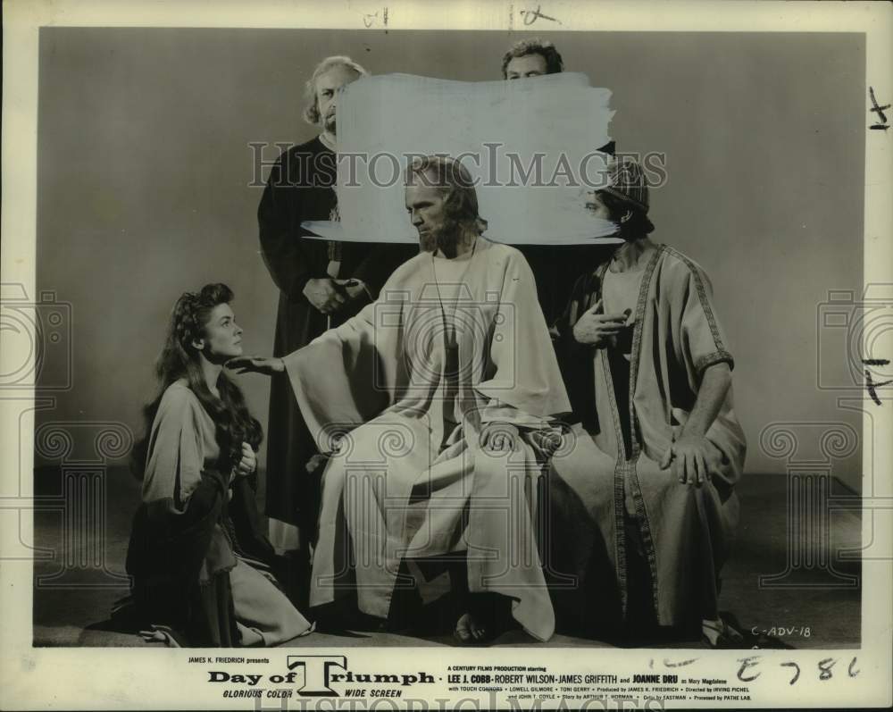 1956 Press Photo Robert Wilson as Jesus Christ in the Film "Day of Triumph" - Historic Images