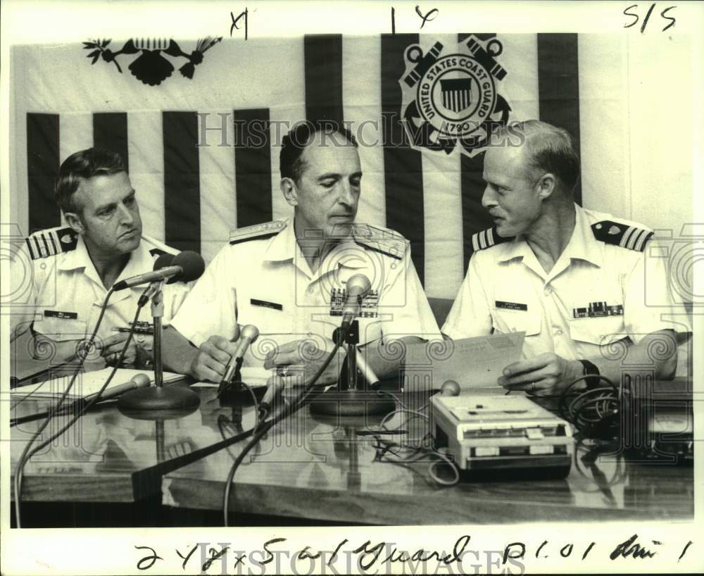 1980 Coast Guard officers during conference at Hale Boggs building - Historic Images