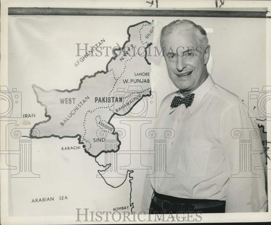 1950 Carveth Wells with Map of Pakistan-Historic Images