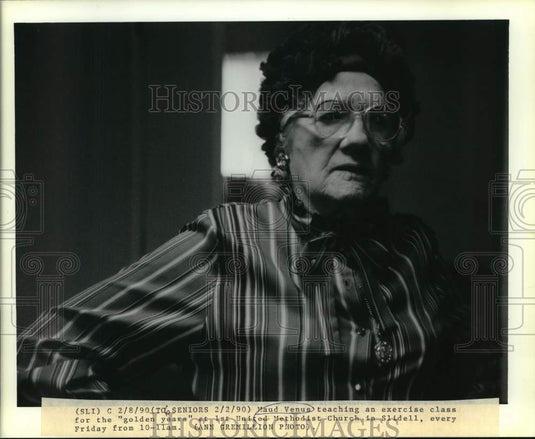1990 Press Photo United Methodist Church - Maud Venus Teaches Exercise Class - Historic Images