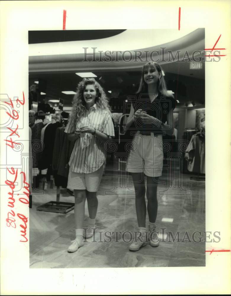 1989 Sarah Wharton and Angelika Romanski at a department store - Historic Images