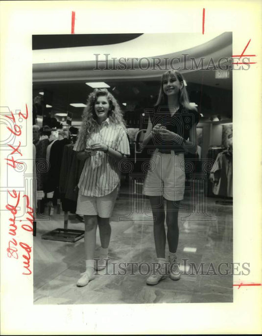 1989 Sarah Wharton and Angelika Romanski at a department store - Historic Images